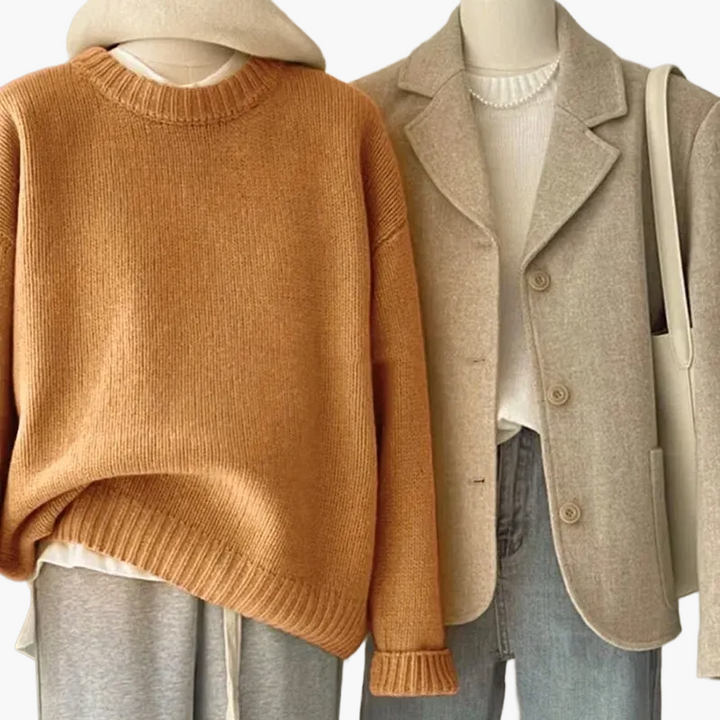 Drune | Set Lässiger Retro Japanischer Stil - Strickpullover und Blazer für Alltag und Freizeit
