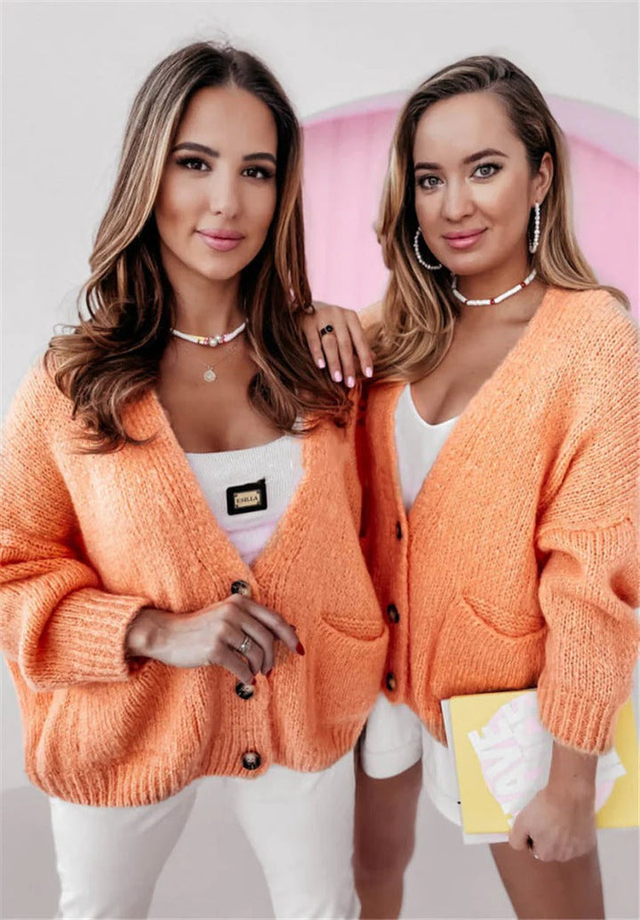 Drune | Strickjacke Übergröße Passform Gestrickt V-Ausschnitt Knöpfe Lässiger Stil