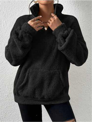 Drune | Fleece Sweatshirt - Lockere Passform - Stehkragen - Reißverschluss vorne - Kängurutasche