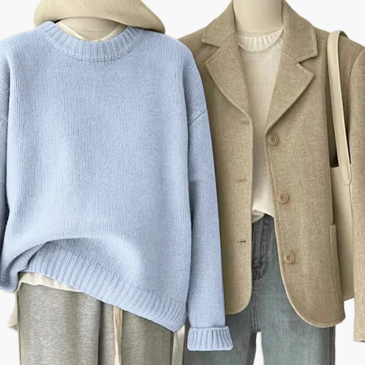 Drune | Set Lässiger Retro Japanischer Stil - Strickpullover und Blazer für Alltag und Freizeit