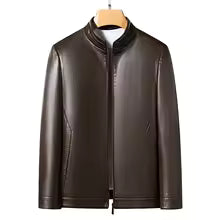 Drune | Lederjacke Slim Fit Stehkragen Minimalistisches Design Mit Reißverschluss
