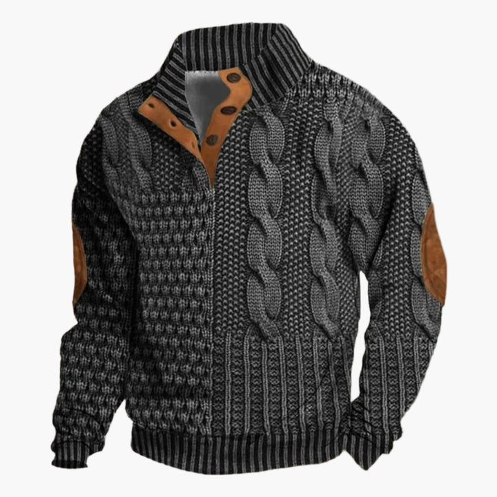 Drune | Strickmuster Bomberjacke im Vintage-Look - Modische Freizeitjacke mit Knopfleiste
