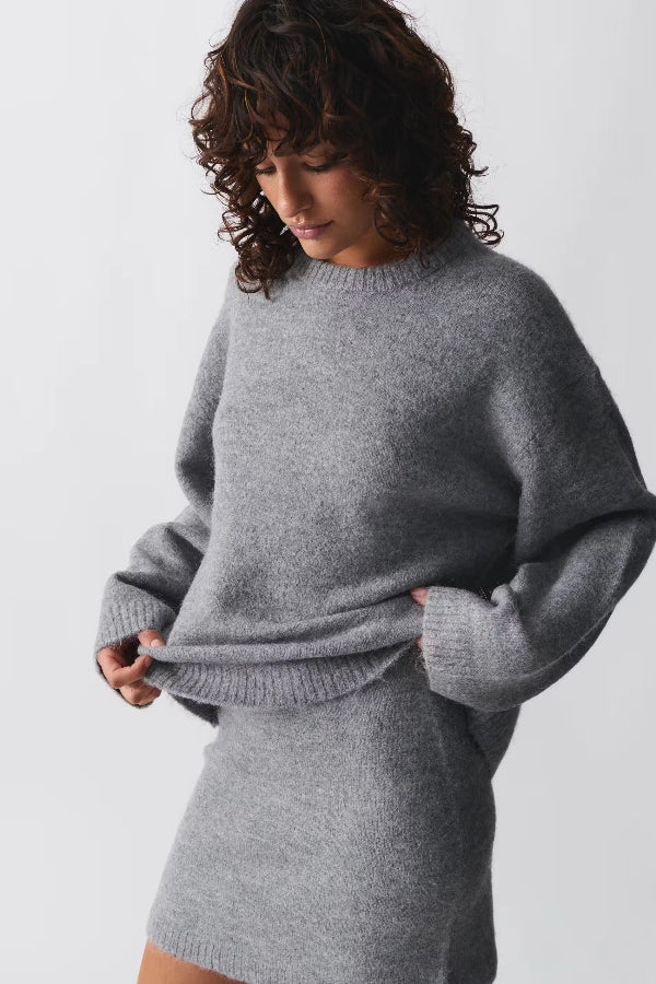 Drune | Pullover Sweatshirt - Oversized Fit - Weicher Woll-Look - Gerippter Saum - Mittlere Länge