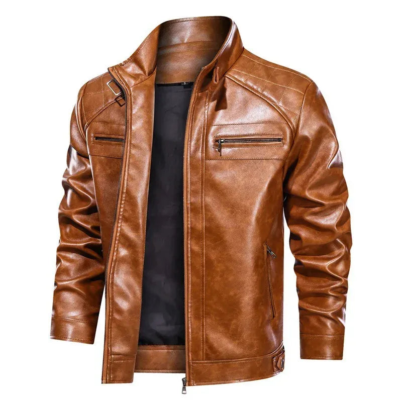Drune | Bikerjacke Slim Fit Schulterdetails Reißverschluss Lederlook
