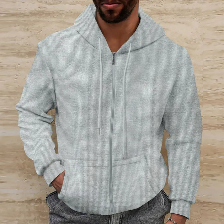 Drune | Kapuzenpullover Waffelstruktur Regular Passform Reißverschluss Lässiger Stil