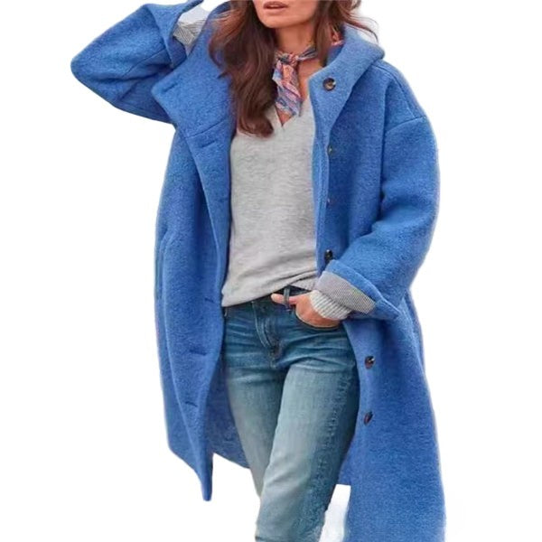 Drune | Damen Ganzkörpermantel – Oversized Passform – Wollgefühl – Mit Kapuze und Taschen