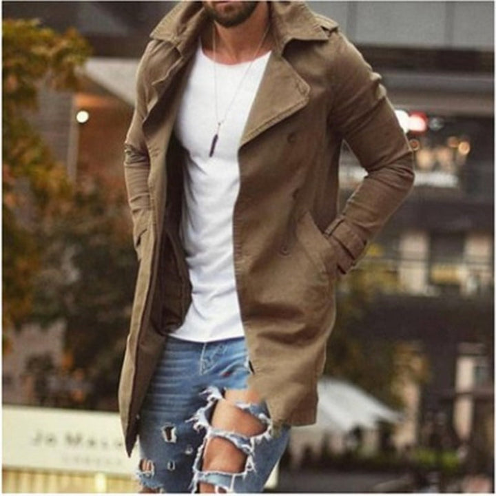 Drune | Mantel Mittellang Slim Fit Baumwollmischung Doppelt Knopf Mit Revers