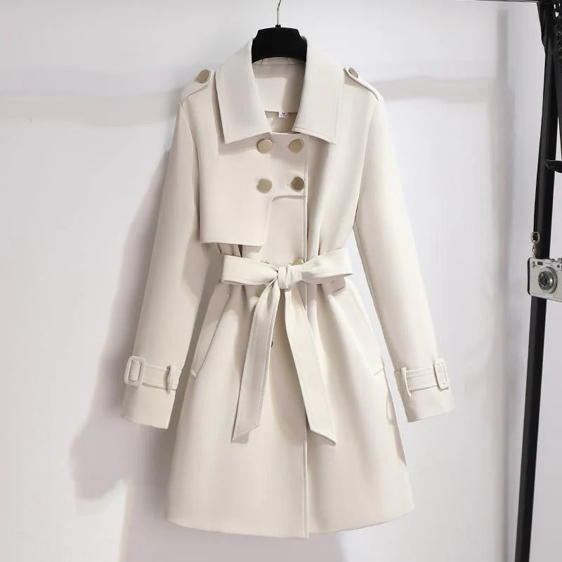 Drune | Trench Mantel Maßgeschneiderte Silhouette Wollmischung Gürtel Doppelreiher Design