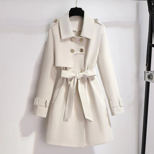 Drune | Trench Mantel Maßgeschneiderte Silhouette Wollmischung Gürtel Doppelreiher Design