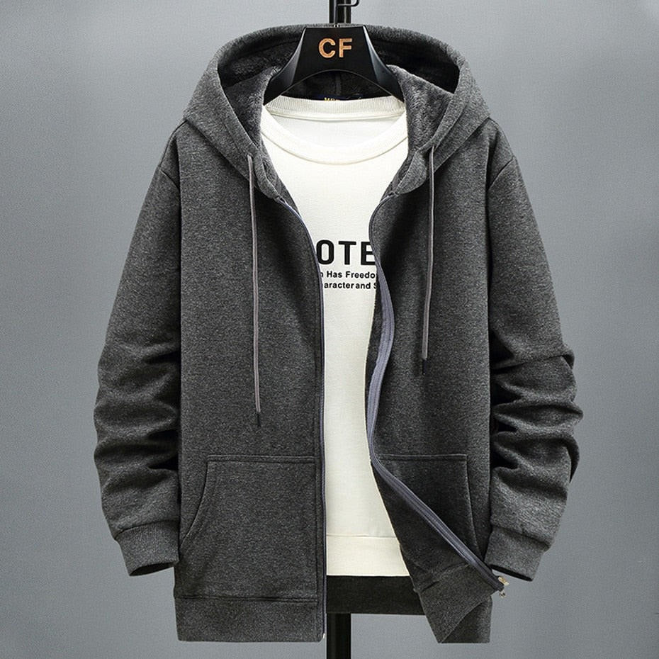 Drune | Kapuzenpullover Strickjacke Fleece Lockere Passform Reißverschluss Schichtverwendung