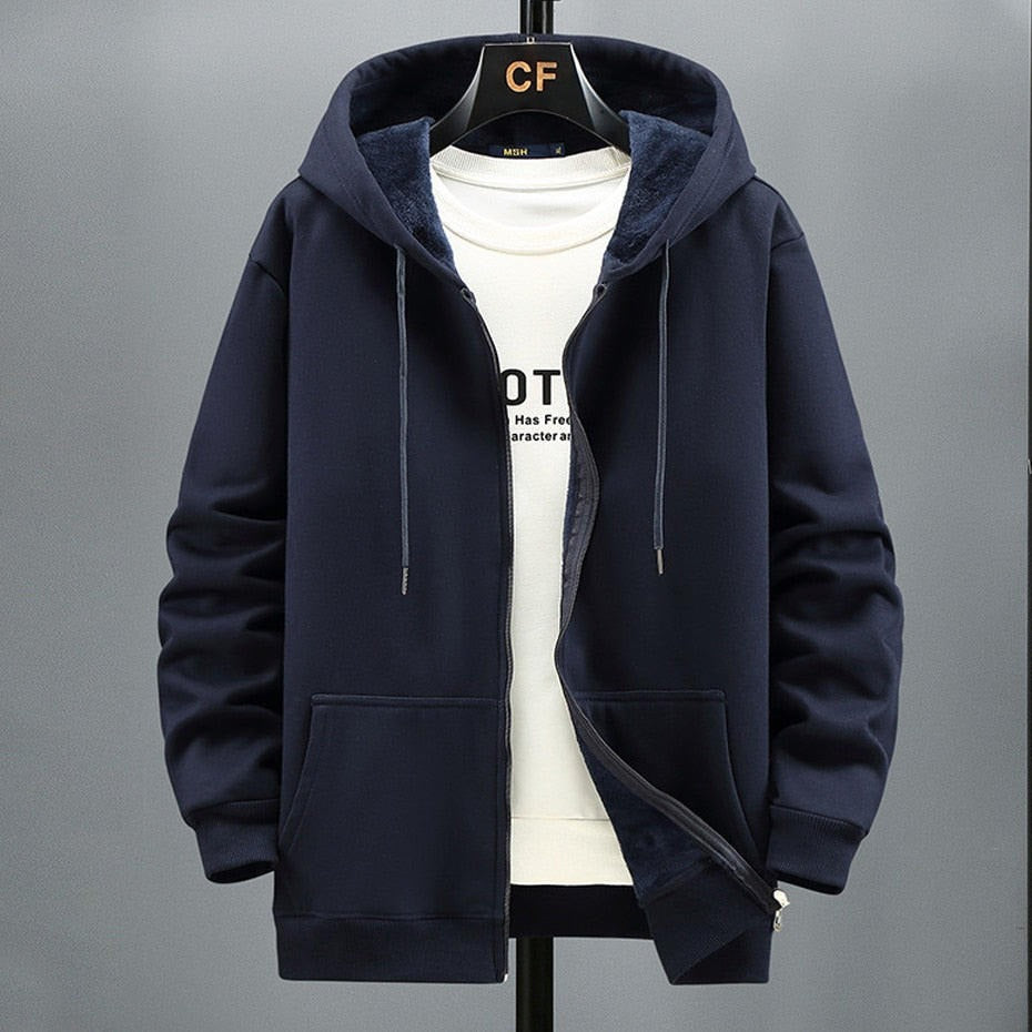 Drune | Kapuzenpullover Strickjacke Fleece Lockere Passform Reißverschluss Schichtverwendung