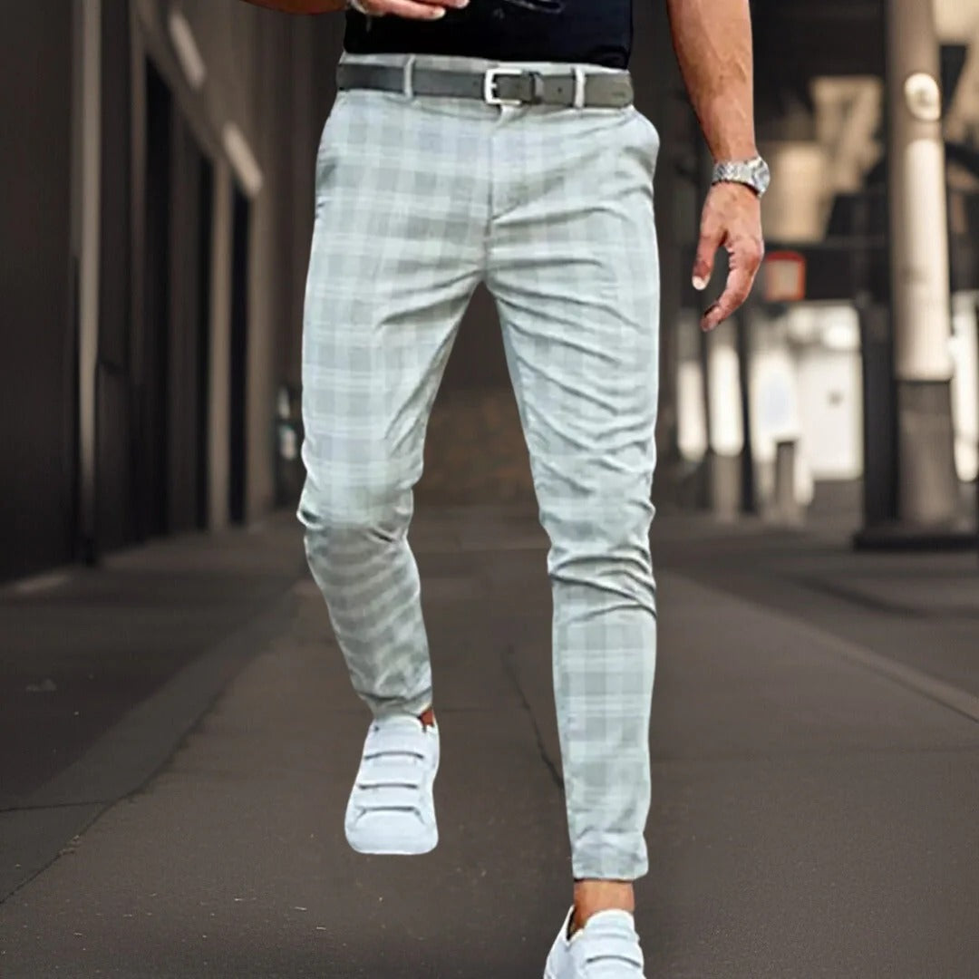 Drune | Chinos Slim Fit Baumwollmischung Karomuster Vollständig Smart Lässig