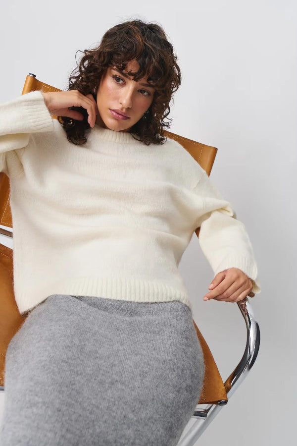 Drune | Pullover Sweatshirt - Oversized Fit - Weicher Woll-Look - Gerippter Saum - Mittlere Länge