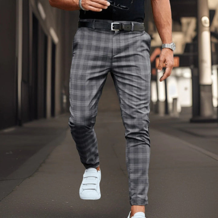 Drune | Chinos Slim Fit Baumwollmischung Karomuster Vollständig Smart Lässig