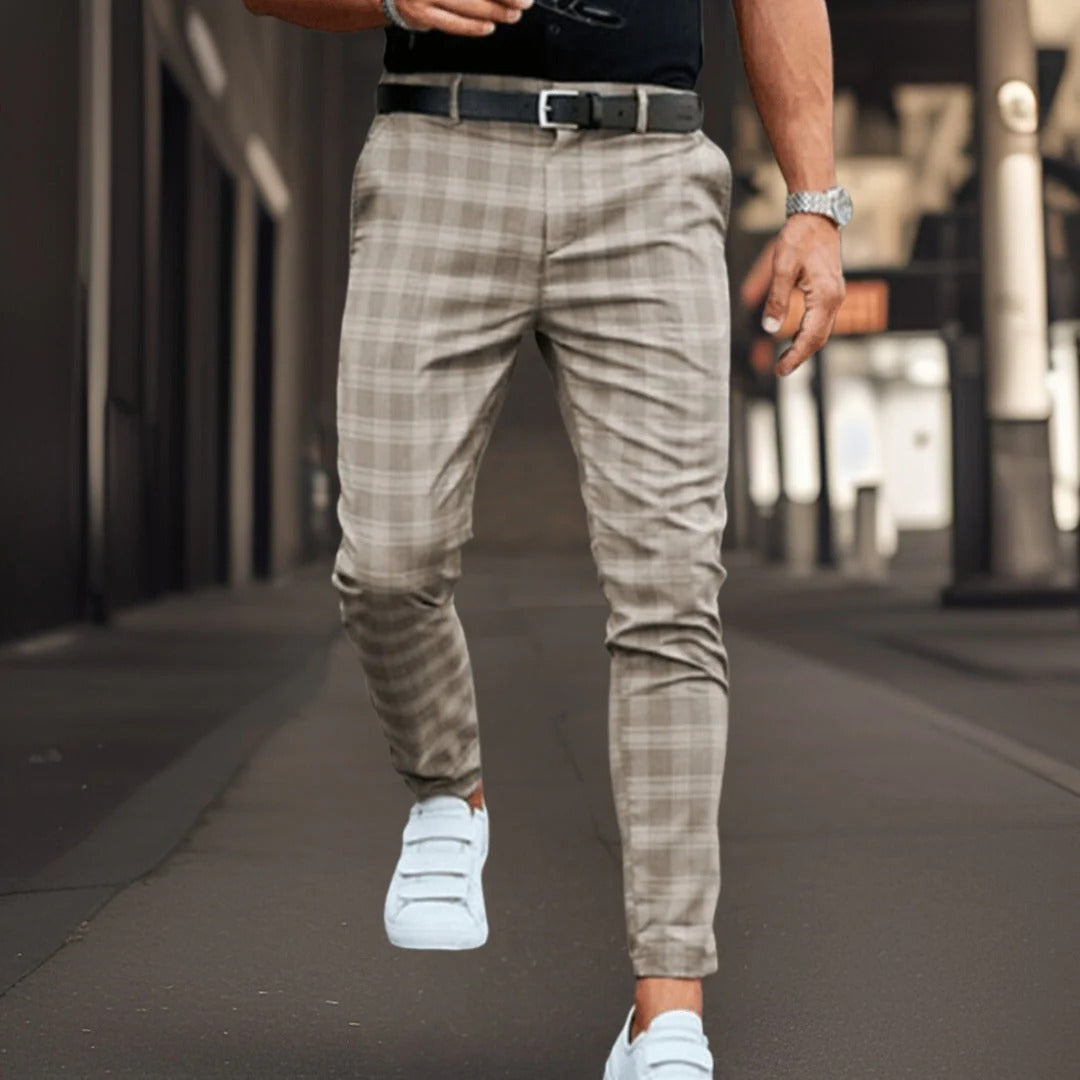 Drune | Chinos Slim Fit Baumwollmischung Karomuster Vollständig Smart Lässig