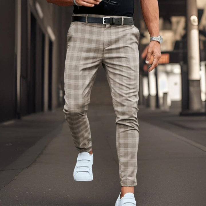 Drune | Chinos Slim Fit Baumwollmischung Karomuster Vollständig Smart Lässig