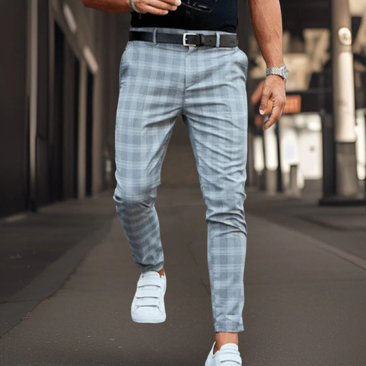 Drune | Chinos Slim Fit Baumwollmischung Karomuster Vollständig Smart Lässig