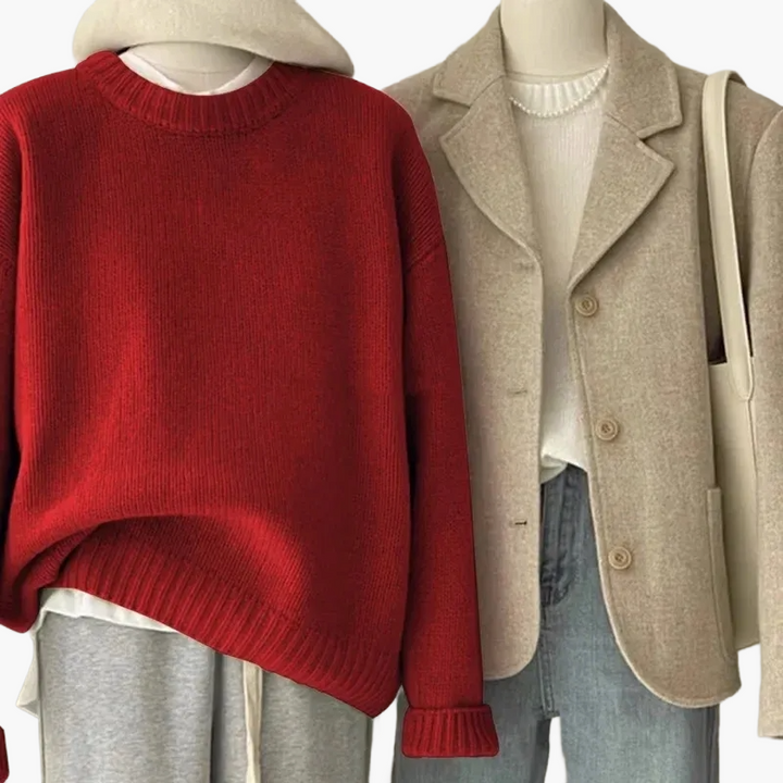 Drune | Set Lässiger Retro Japanischer Stil - Strickpullover und Blazer für Alltag und Freizeit