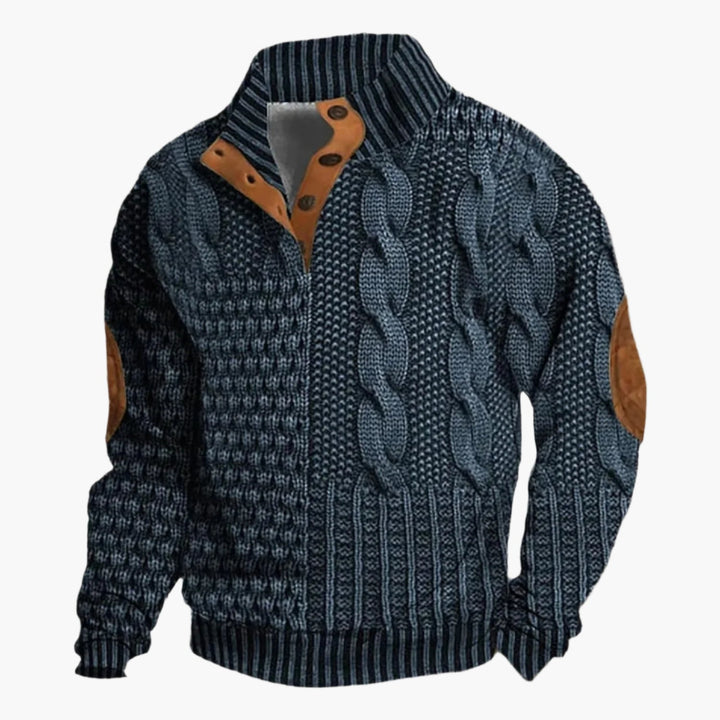 Drune | Strickmuster Bomberjacke im Vintage-Look - Modische Freizeitjacke mit Knopfleiste