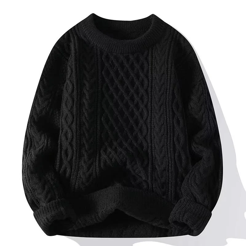 Drune | Sweatshirt Wollmischung Lockere Passform Kabelstrick Gerippter Hals