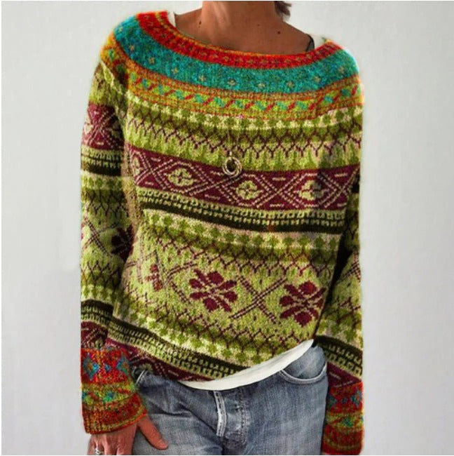 Drune | Sweater Wolle Strick Relaxed Passform Geometrisches Muster Lange Ärmel