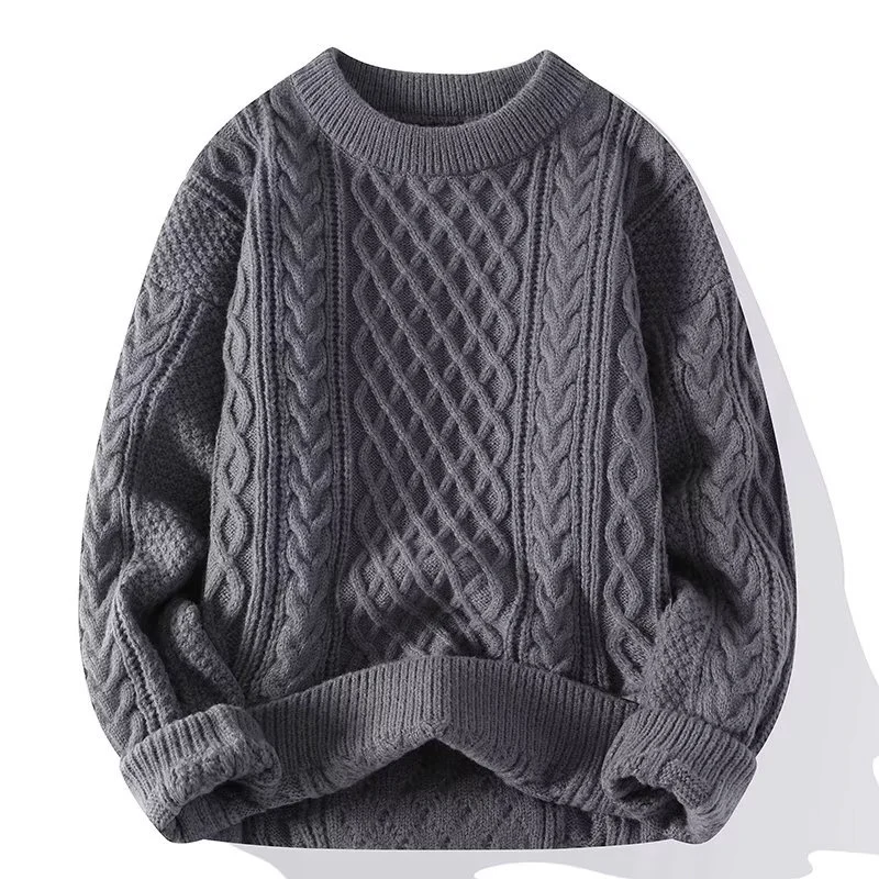 Drune | Pullover - Wollmischung - Lockere Passform - Kabelstrick - Gerippter Rundhalsausschnitt