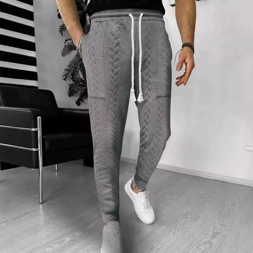 Drune | Hose Jogger Jacquard Struktur Gerade Passform Kordelzug Umschlagbeine