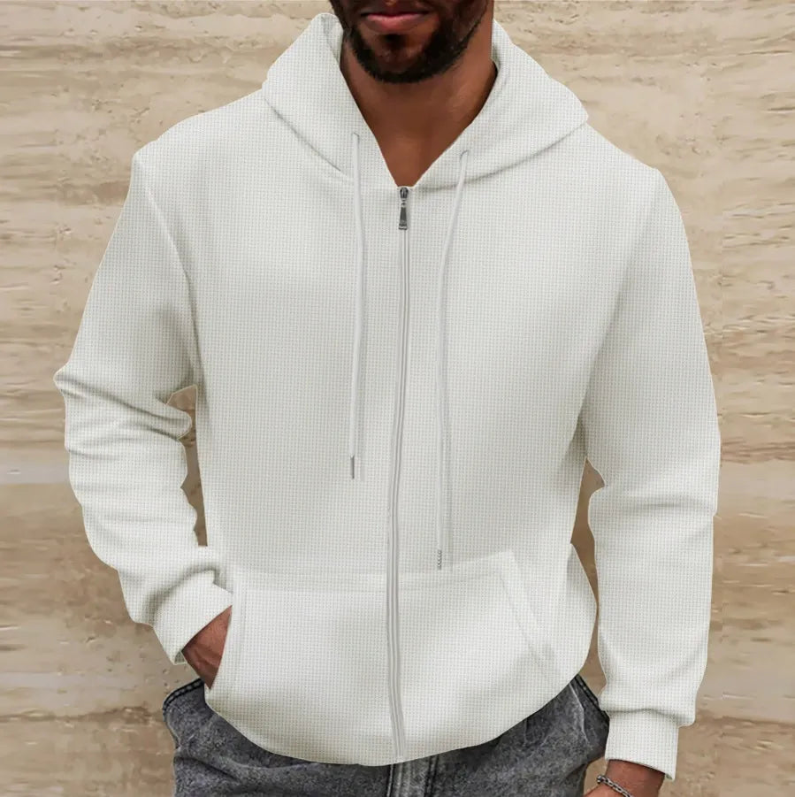 Drune | Kapuzenpullover Waffelstruktur Regular Passform Reißverschluss Lässiger Stil