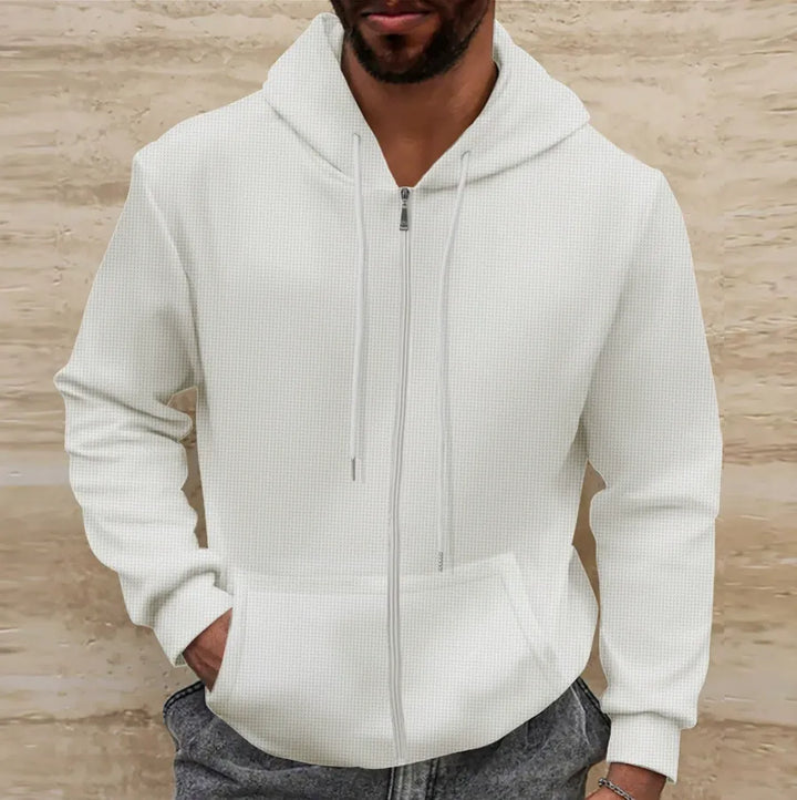 Drune | Kapuzenpullover Waffelstruktur Regular Passform Reißverschluss Lässiger Stil