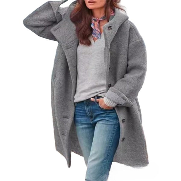 Drune | Damen Ganzkörpermantel – Oversized Passform – Wollgefühl – Mit Kapuze und Taschen