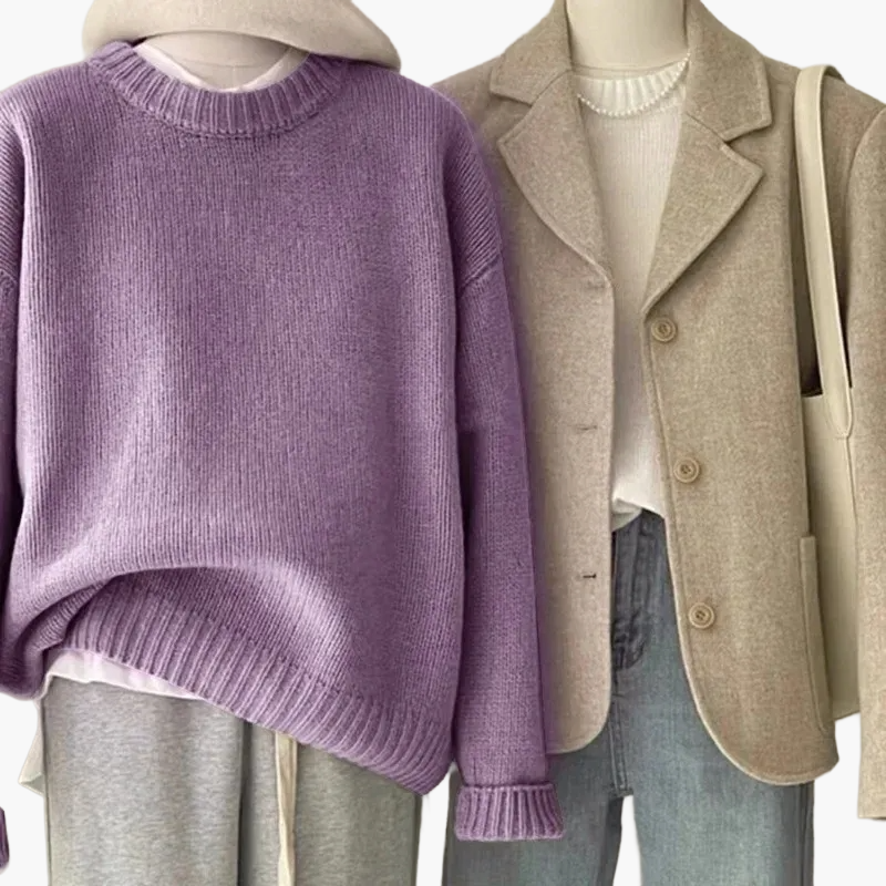 Drune | Set Lässiger Retro Japanischer Stil - Strickpullover und Blazer für Alltag und Freizeit