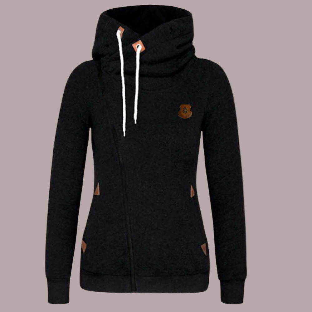 Drune | Kapuzenpullover Jacke Asymmetrischer Reißverschluss