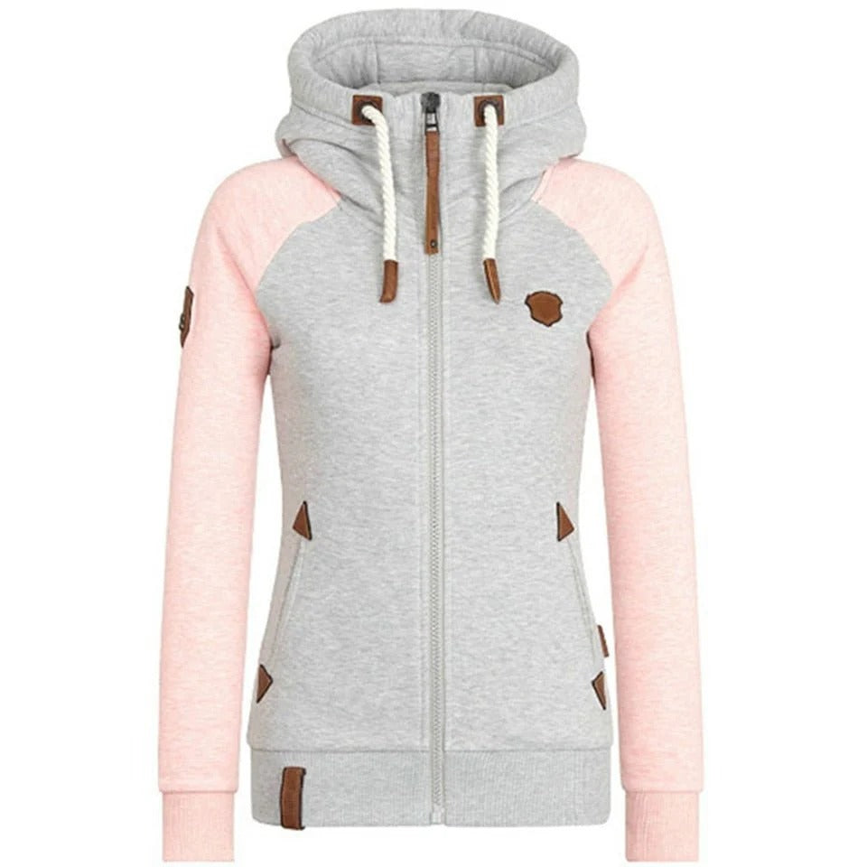 Drune | Kapuzenpullover mit Reißverschluss Slim Fit Strickstoff Rippbündchen Tasche und Kordelzugkapuze