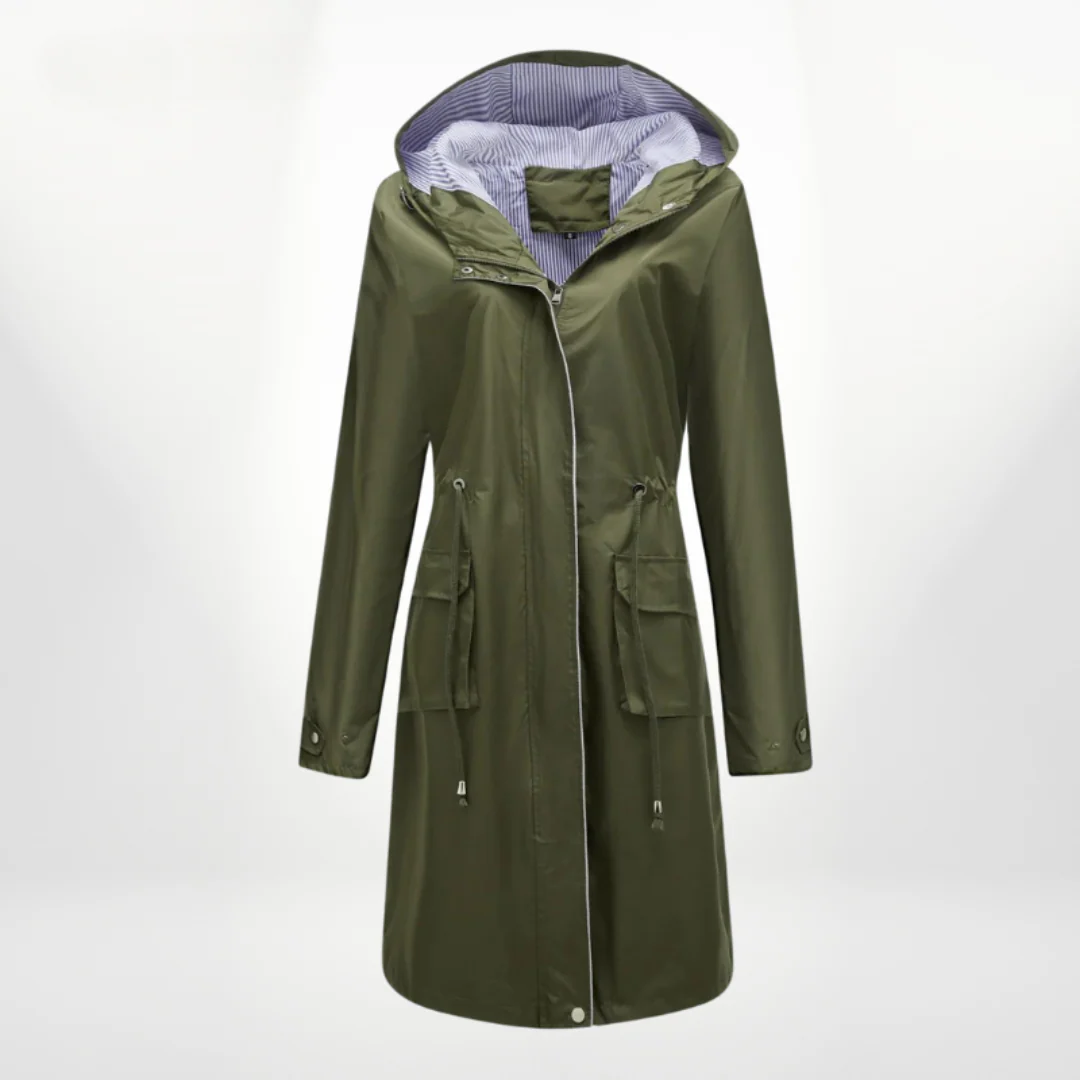 Drune | Trenchcoat - Slim Fit - Wasserabweisend - Mit Kapuze - Verstellbare Taille - Knielang