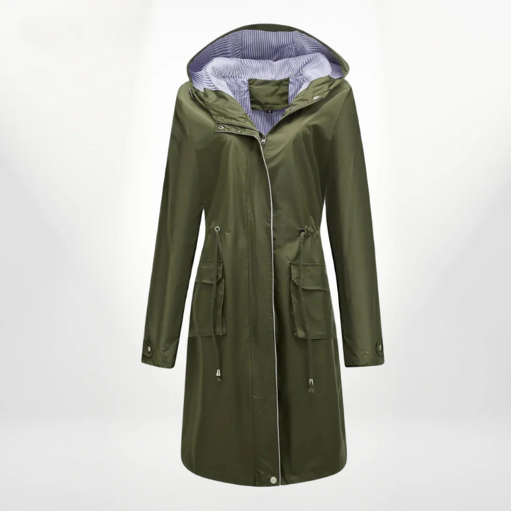 Drune | Trenchcoat - Slim Fit - Wasserabweisend - Mit Kapuze - Verstellbare Taille - Knielang