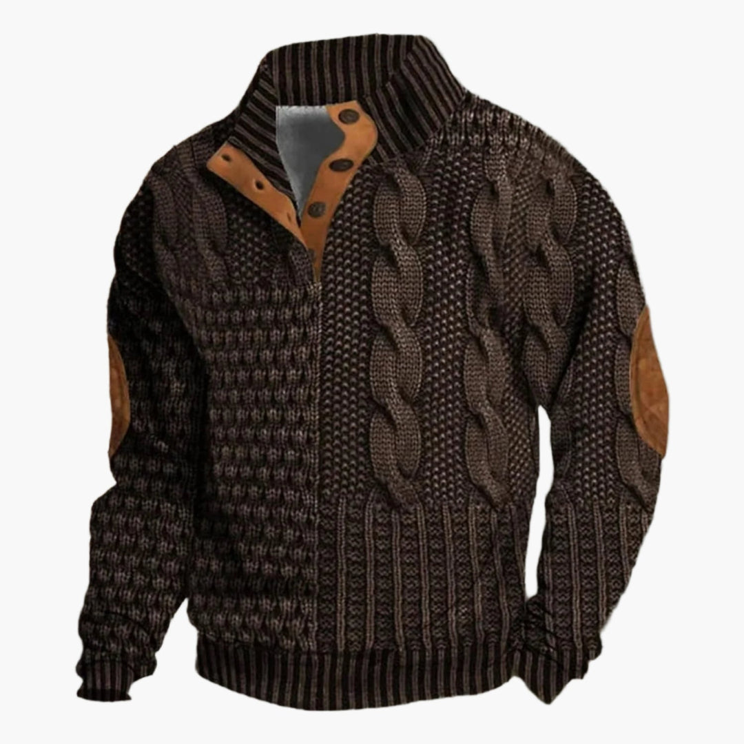 Drune | Strickmuster Bomberjacke im Vintage-Look - Modische Freizeitjacke mit Knopfleiste