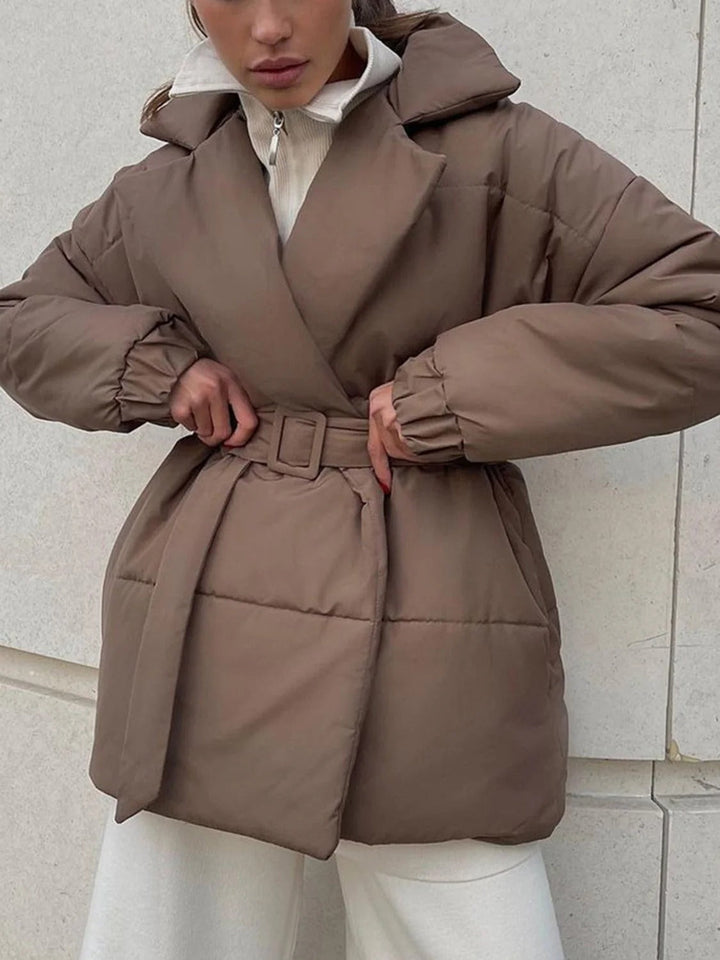 Drune | Gürteltaschen Pufferjacke Wickel Front Stepp Wintermantel