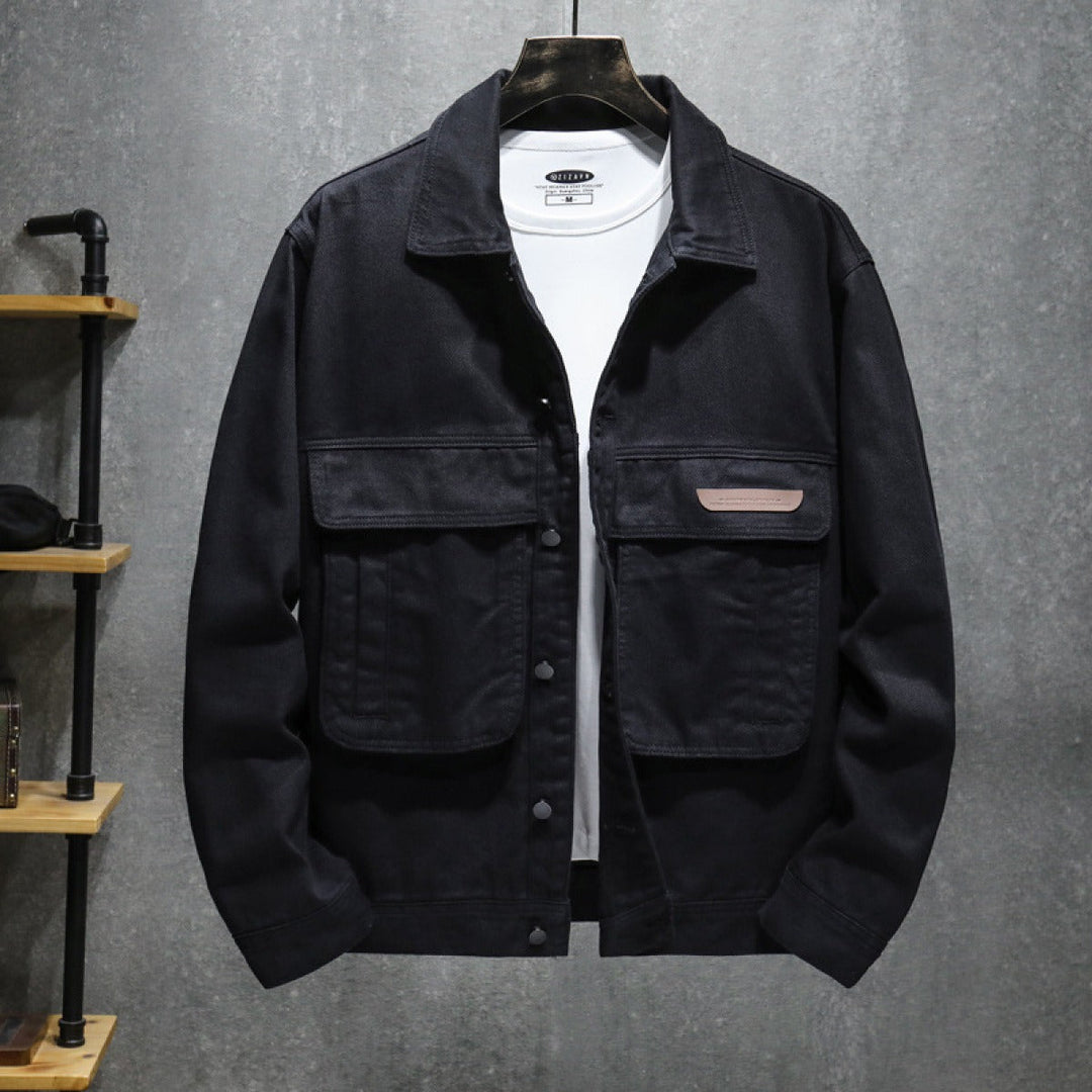 Drune | Schwarze Utility-Herrenjacke mit großen Taschen