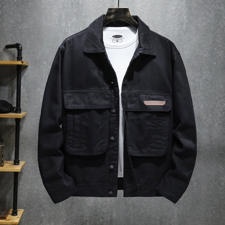 Drune | Schwarze Utility-Herrenjacke mit großen Taschen