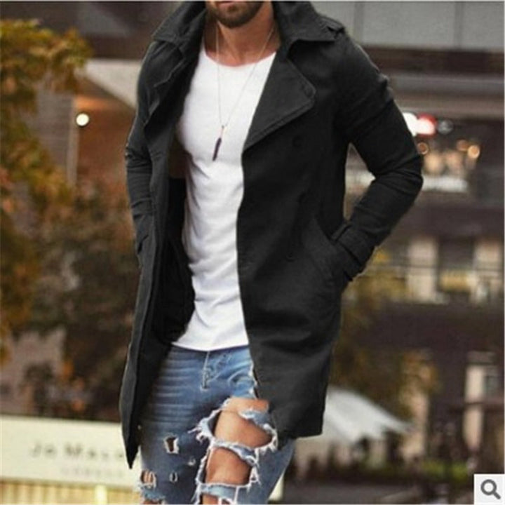 Drune | Mantel Mittellang Slim Fit Baumwollmischung Doppelt Knopf Mit Revers