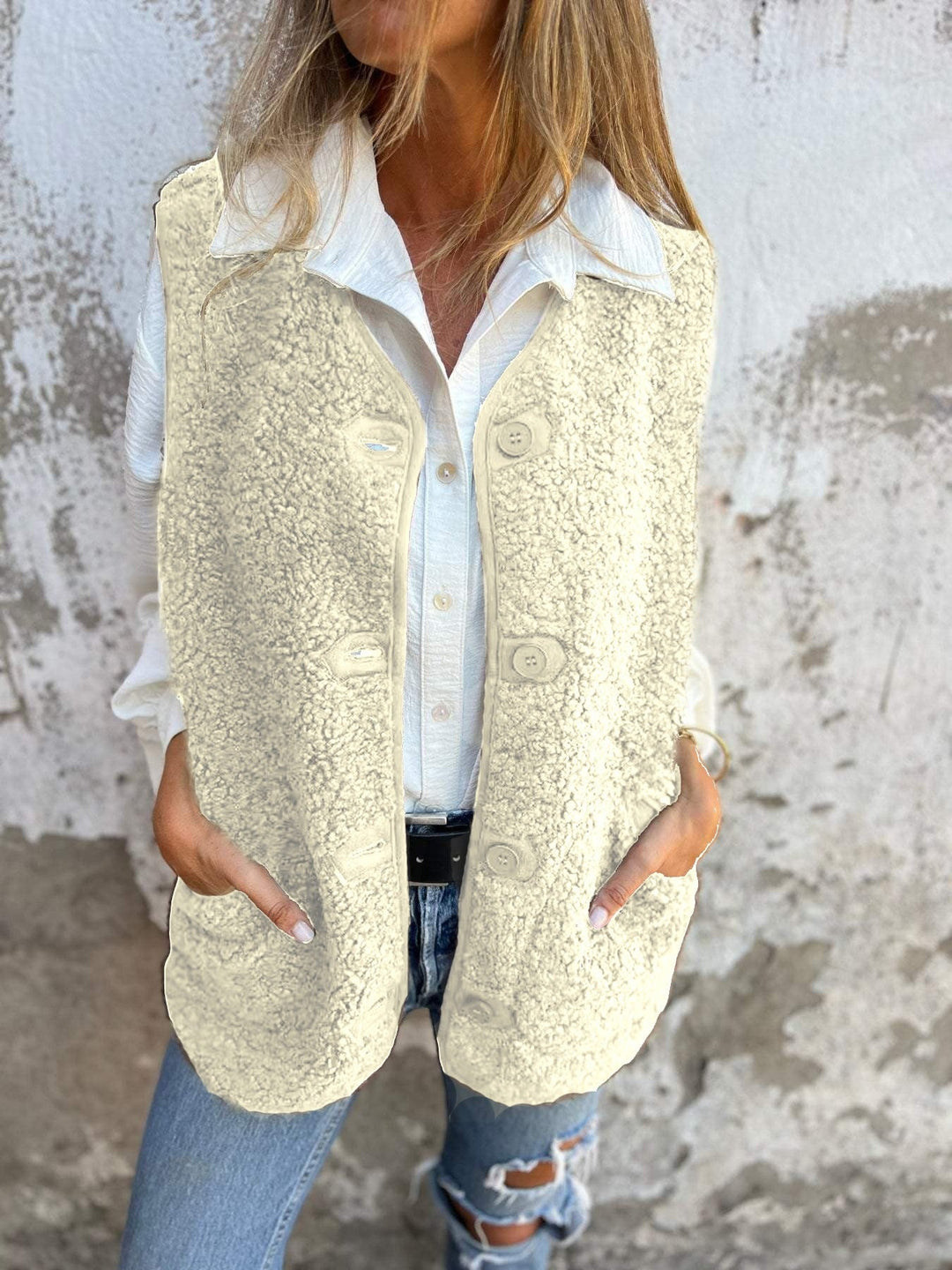 Drune | Lammfellfleece Lockere Passform Knopfleiste Weich und Warm