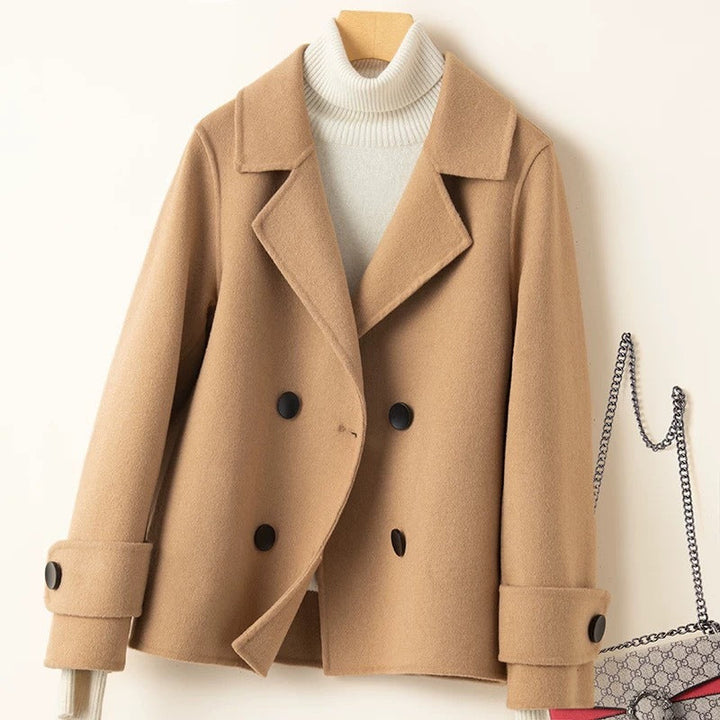 Drune | Mantel - Taillierter Fit - Woll-Look - Doppelreiher - Reverskragen - Kurze Länge