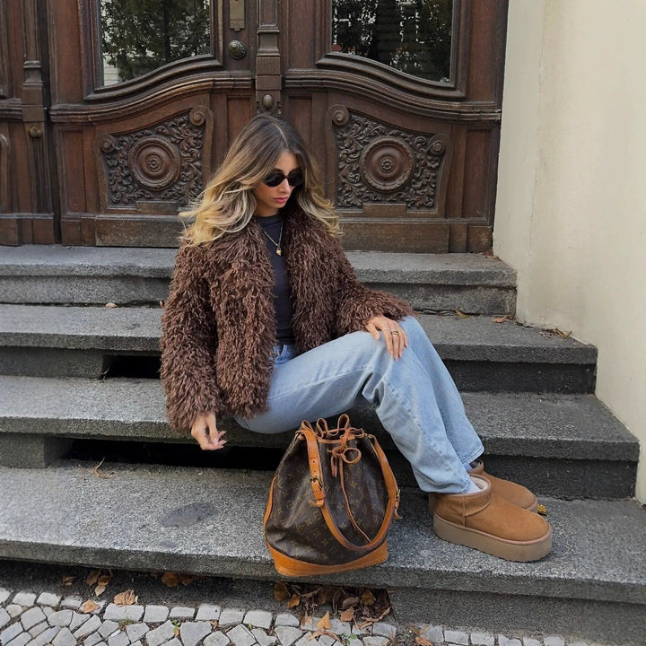 Drune | Fleecejacke für Damen mit breitem Revers