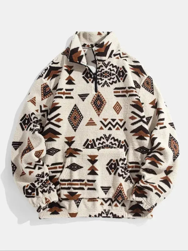 Drune | Gemusterter Fleece-Pullover