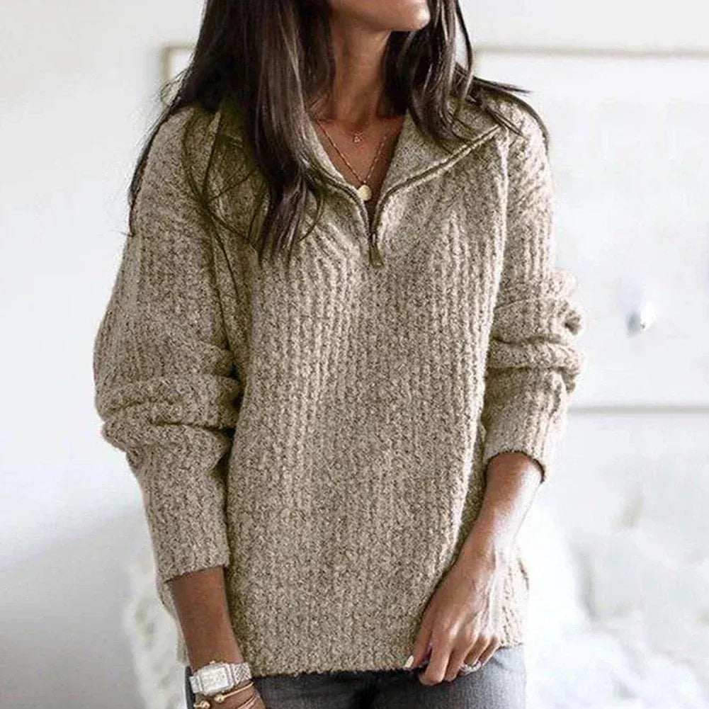 Drune | Halb-Zip Pullover - Lockere Passform - Grobstrick - Weiche Wolle - Freizeitkleidung