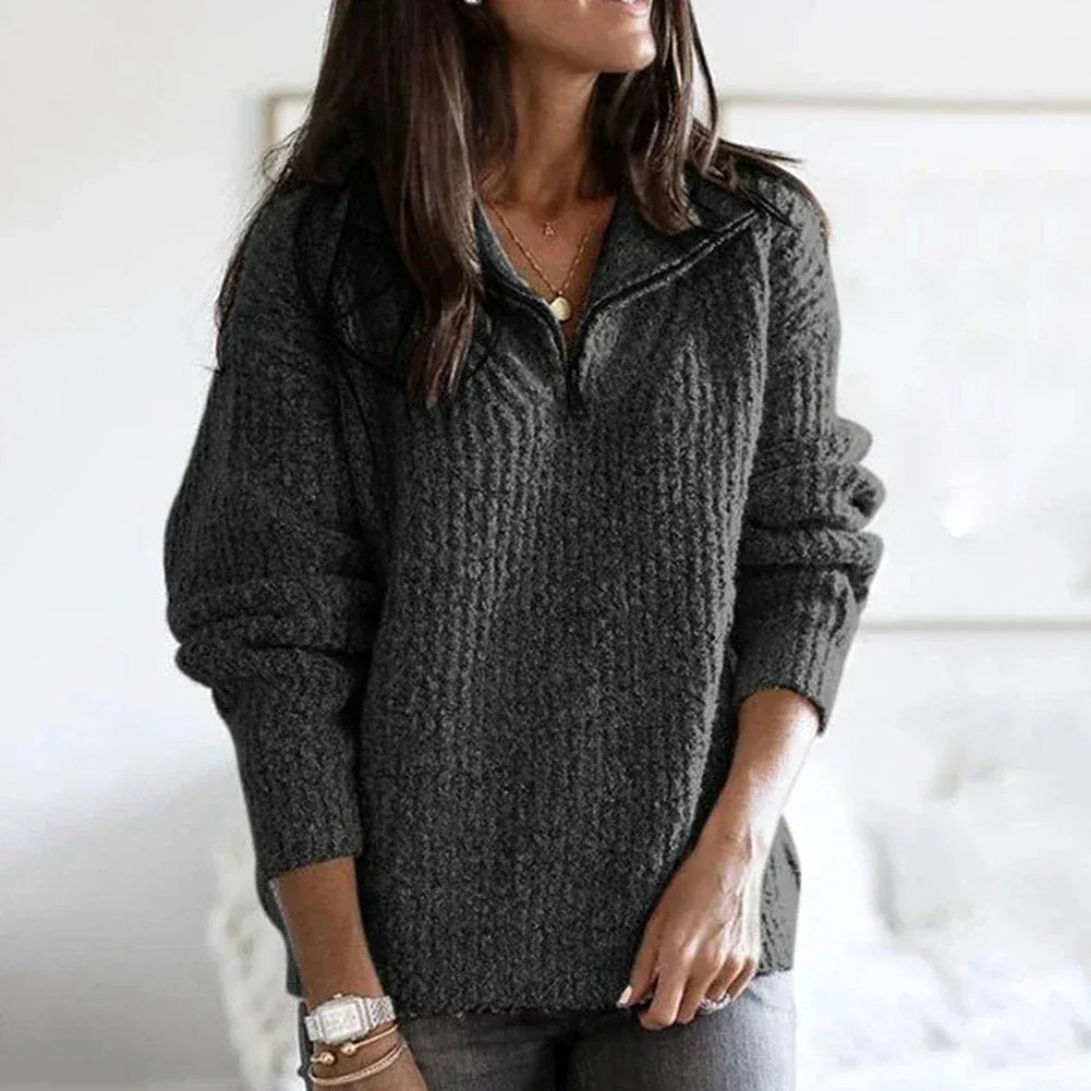 Drune | Halb-Zip Pullover - Lockere Passform - Grobstrick - Weiche Wolle - Freizeitkleidung