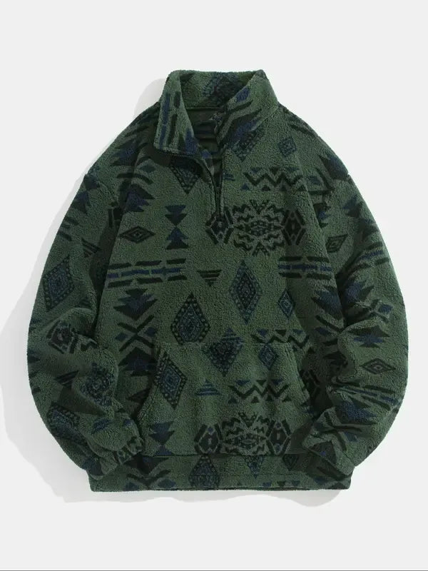 Drune | Gemusterter Fleece-Pullover