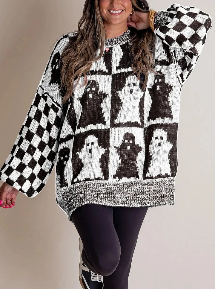 Drune | Halloween Checkered Knit Sweater