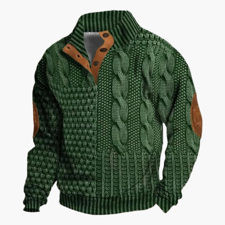 Drune | Strickmuster Bomberjacke im Vintage-Look - Modische Freizeitjacke mit Knopfleiste