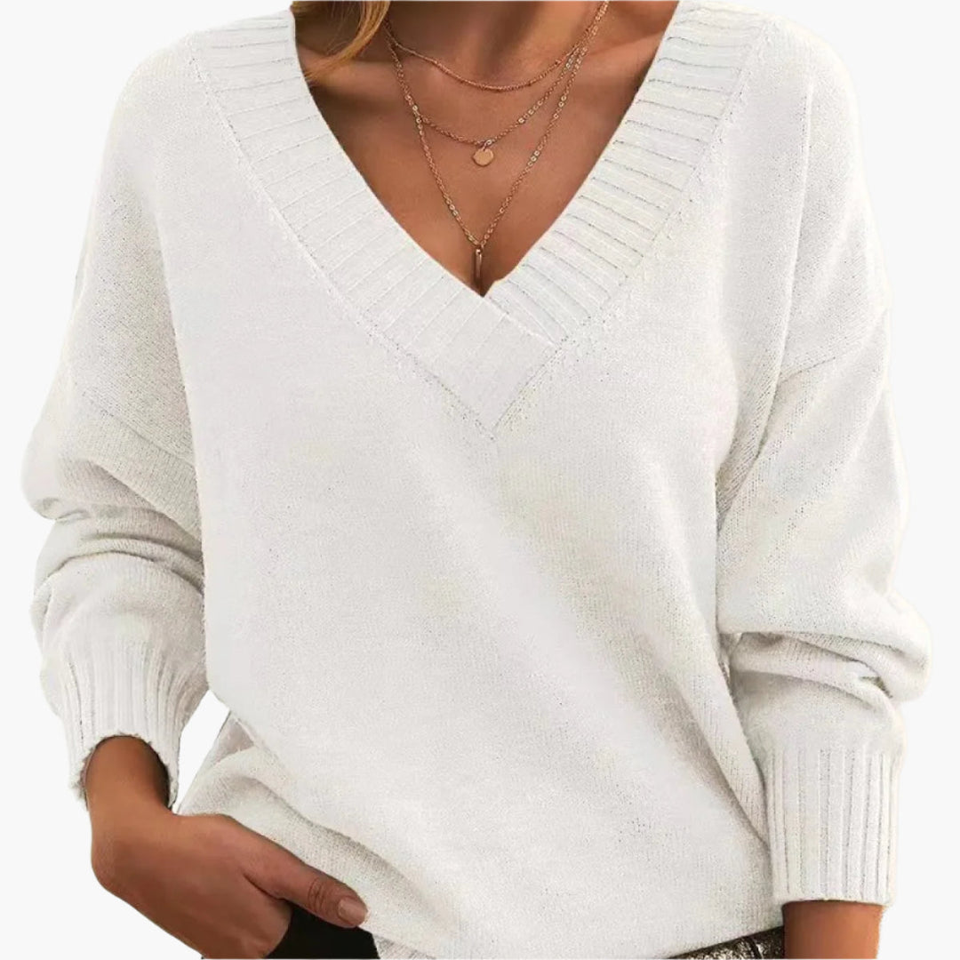Drune | V-Ausschnitt Pullover - Eleganter Strickpullover im Oversize-Stil für Alltag & Büro